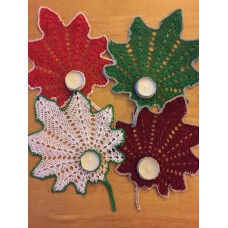 Crocheted Leaf Tea Light Holder - Large